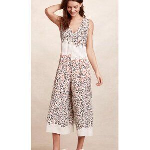 Elevenses Arboreta Viscose Jumpsuit Womens XL Off White Wide Leg Anthropologie
